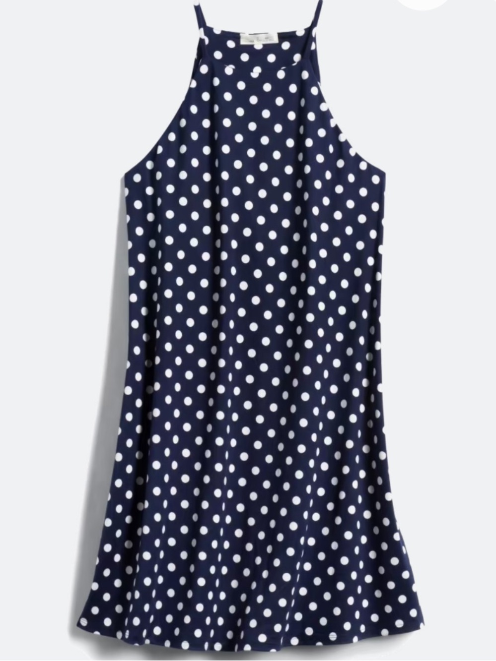 Nine Britton Navy and White Polka Dot Halter Knit Dress